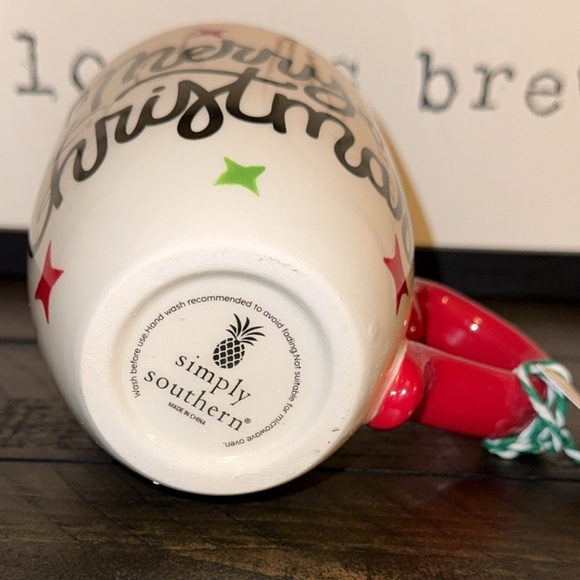 NWT Simply Southern Christmas Holiday Merry Christmas Coffee Mug Cup Red Handle - Picture 5 of 6